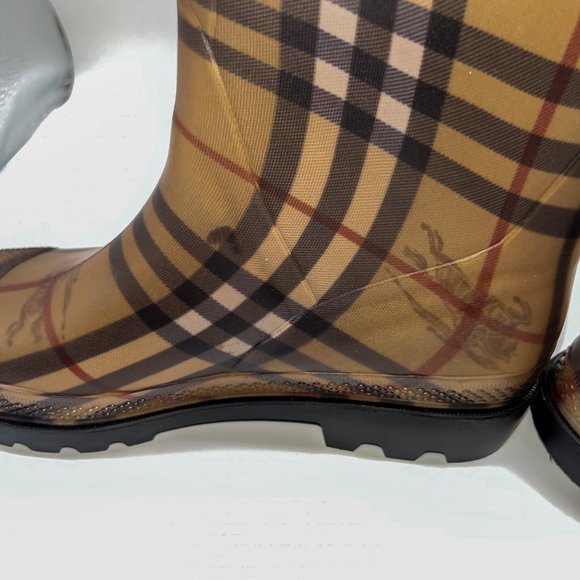 Burberry Classic Nova Check Print Wellington Rubber Rain Boots Sz 6 - Picture 8 of 10